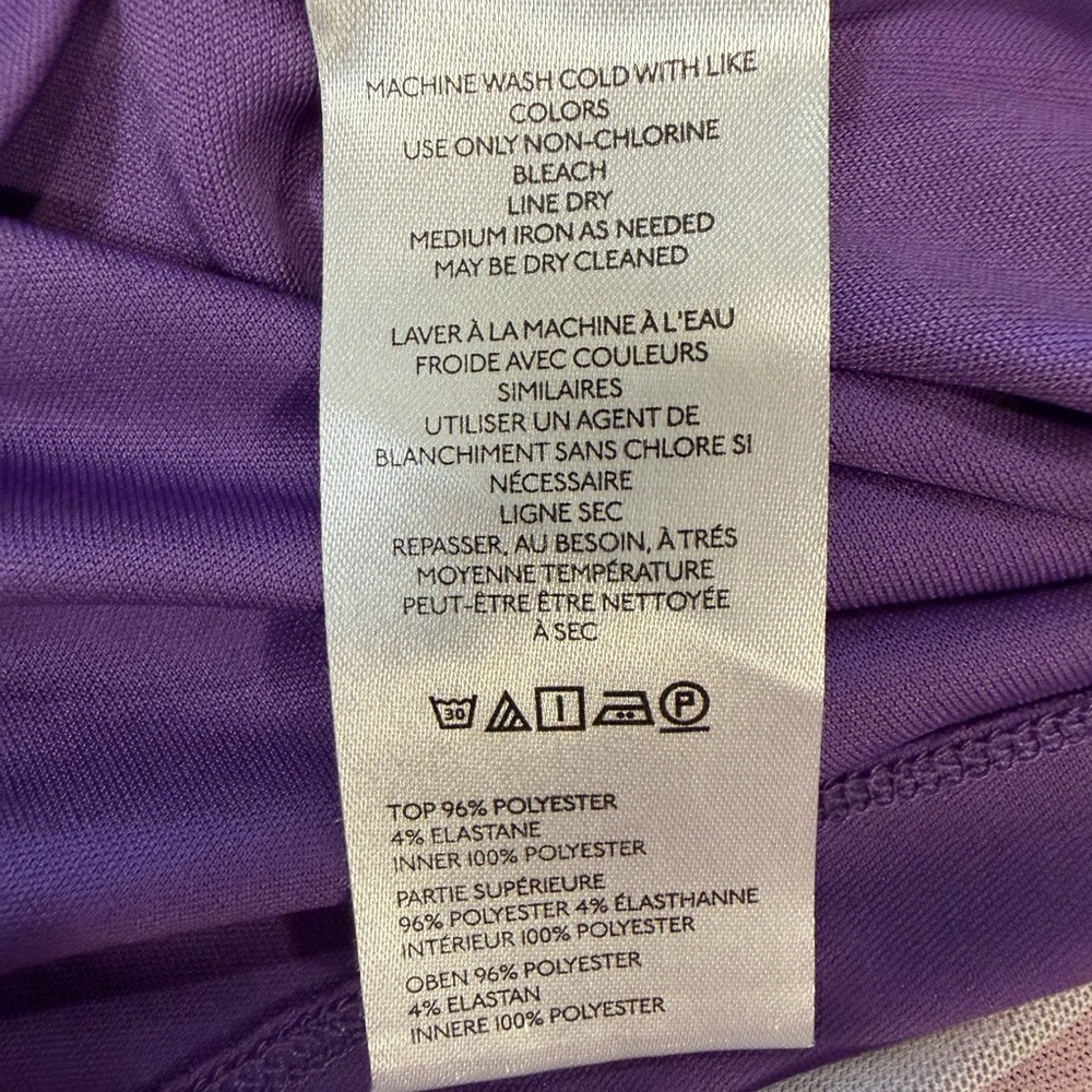 Anthropologie Mesh Top Size Medium Purple Pattern Double Layer Long Sleeve - Picture 12 of 15